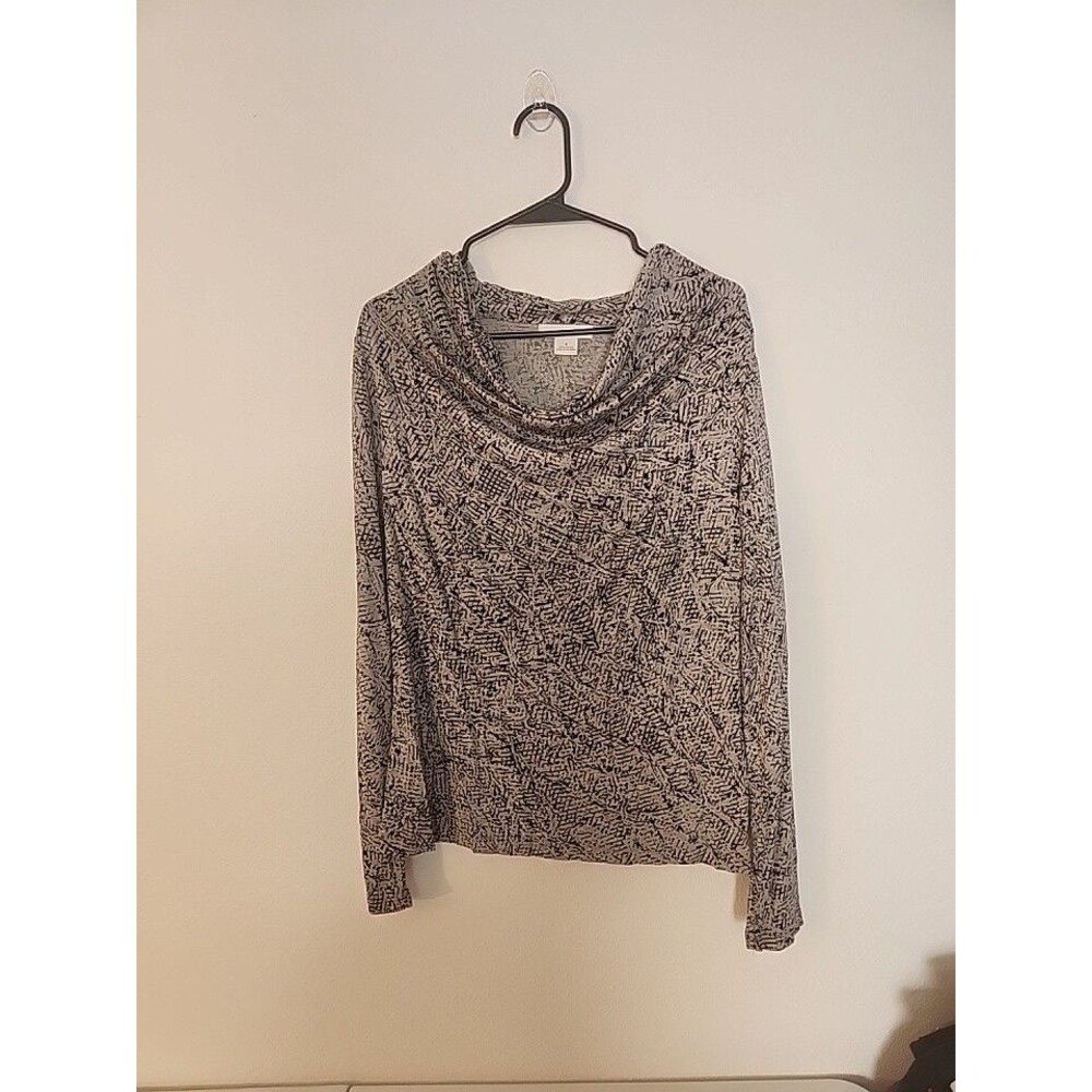 Women's Liz Claiborne Pull Over Black And Gray Long Sleeve Size Small Blouse